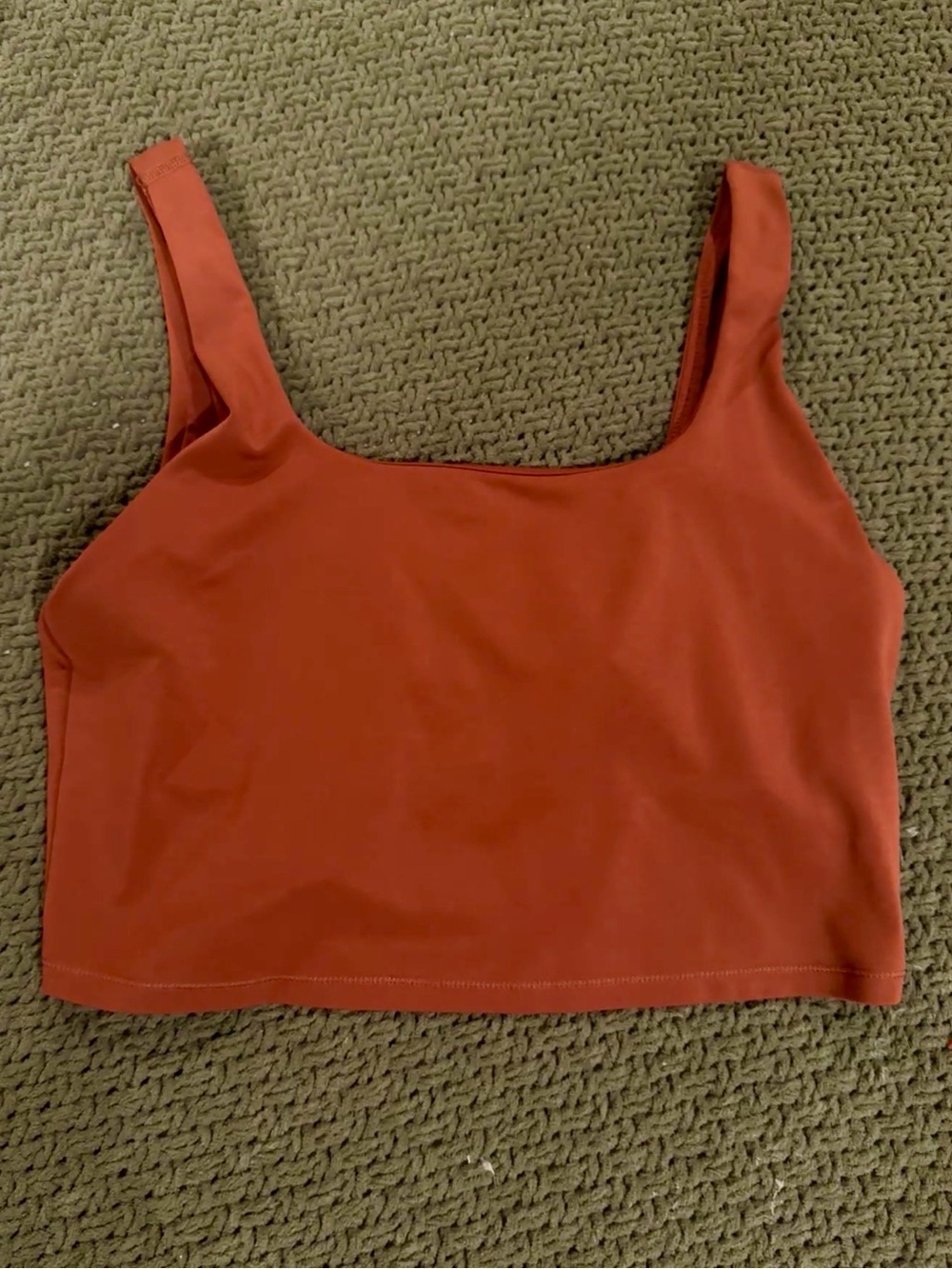 Square Neck Rust Brown Crop Tank Top